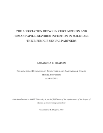 The association between circumcision and human papillomavirus infections in males and their female sexual partners thumbnail