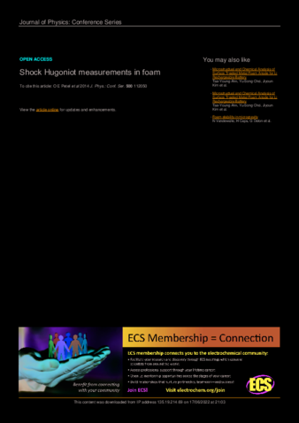 Shock Hugoniot measurements in foam thumbnail