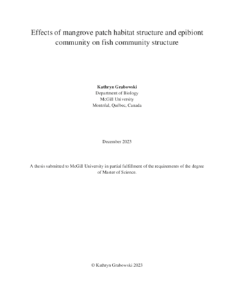 Effects of mangrove patch habitat structure and epibiont community on fish community structure thumbnail