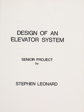 Design of an Elevator System thumbnail