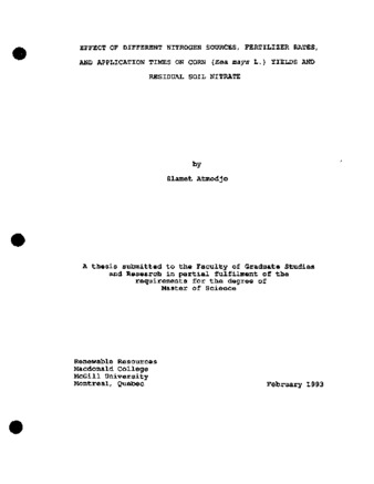 Effect of different nitrogen sources, fertilizar rates, and application times on corn (Zea mays L.) yields and residual soil nitrate thumbnail