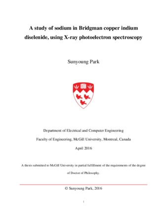 A study of sodium in Bridgman copper indium diselenide, using X-ray photoelectron spectroscopy thumbnail