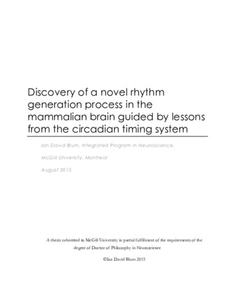 Discovery of a novel rhythm generation process in the mammalian brain guided by lessons from the circadian timing system thumbnail