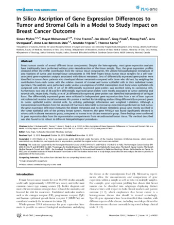 In Silico Ascription of Gene Expression Differences to Tumor and Stromal Cells in a Model to Study Impact on Breast Cancer Outcome thumbnail