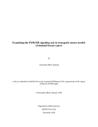 Examining the PI3K/ER signaling axis in transgenic mouse models of luminal breast cancer thumbnail