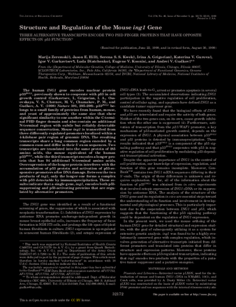 Structure and regulation of the mouse ing1 gene. Three alternative transcripts encode two phd finger proteins that have opposite effects on p53 function thumbnail