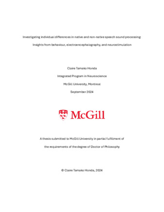 Investigating individual differences in native and non-native speech sound processing: Insights from behaviour, electroencephalography, and neurostimulation thumbnail