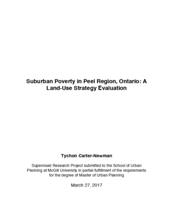 Suburban Poverty in Peel Region, Ontario: A land-use strategy evaluation thumbnail