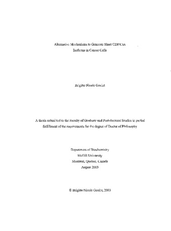 Alternative mechanisms to generate short CDPCux isoforms in cancer cells thumbnail