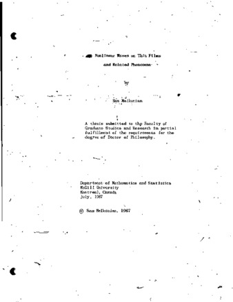 Nonlinear waves on thin films and related phenomena thumbnail