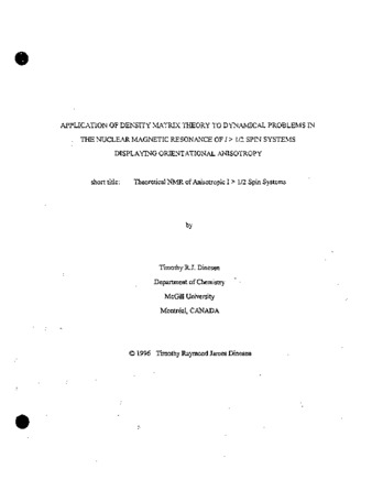 Application of density matrix theory to dynamical problems in the nuclear magnetic resonance of I>12 spin systems displaying orientational anisotropy thumbnail