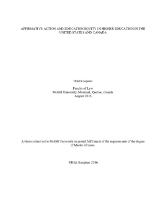 Affirmative action and education equity in higher education in the United States and Canada thumbnail