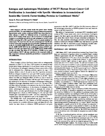 Estrogen and antiestrogen modulation of MCF7 human breast cancer cell proliferation is associated with specific alterations in accumulation of insulin-like growth factor-binding proteins in conditioned media thumbnail