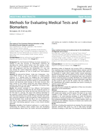 Methods for Evaluating Medical Tests and Biomarkers thumbnail