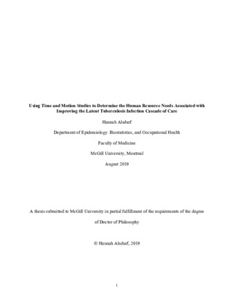 Using time and motion studies to determine the human resource needs associated with improving the latent tuberculosis infection Cascade of Care thumbnail