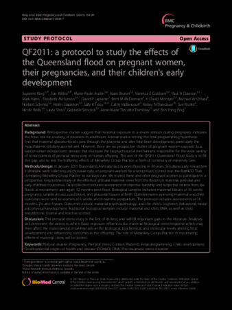 QF2011: a protocol to study the effects of the Queensland flood on pregnant women, their pregnancies, and their children's early development thumbnail