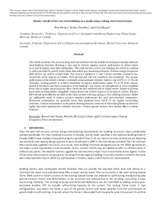 Seismic retrofit of low‐rise steel buildings in Canada using rocking steel braced frames thumbnail