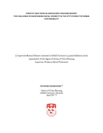 Conflict and Crisis in Vancouver's Housing Market: the challenge of maintaining social diversity in the city's pursuit of urban sustainability thumbnail