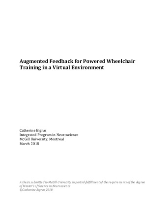 Augmented feedback for powered wheelchair training in a virtual environment thumbnail