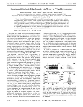 Suprathreshold Stochastic Firing Dynamics with Memory in P-Type Electroreceptors thumbnail