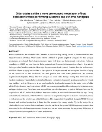 Older adults exhibit a more pronounced modulation of beta oscillations when performing sustained and dynamic handgrips thumbnail