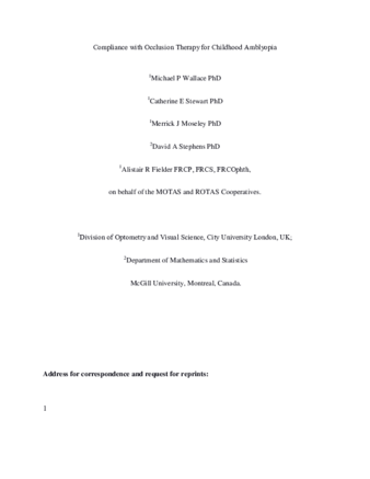 Compliance With Occlusion Therapy for Childhood Amblyopia thumbnail