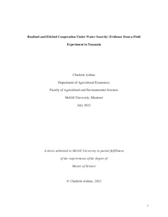 Realized and elicited cooperation under water scarcity: evidence from a field experiment in Tanzania thumbnail