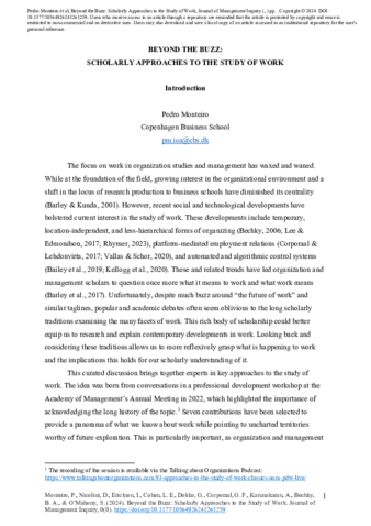 Beyond the Buzz: Scholarly Approaches to the Study of Work thumbnail