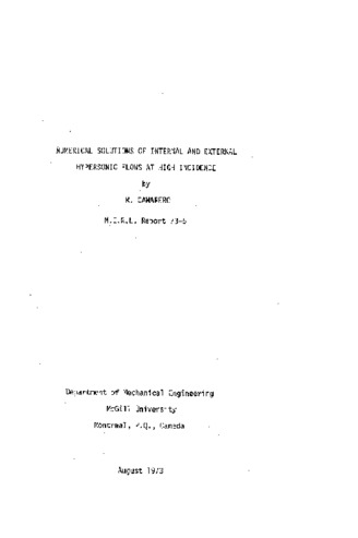 Numerical solutions of internal and external hypersonic flows at high incidence thumbnail