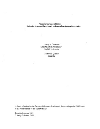 Phonetic learning abilities : behavioral, neural functional, and neural anatomical correlates thumbnail