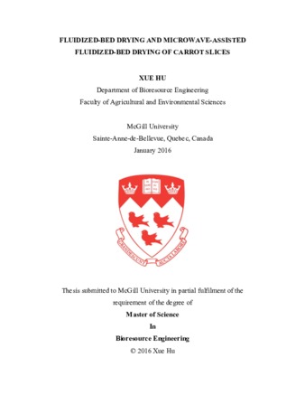 Fluidized-bed drying and microwave-assisted fluidized-bed drying of carrot slices thumbnail