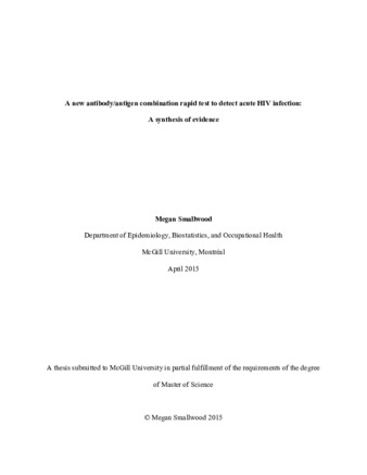 A new antibody/antigen combination rapid test to detect acute HIV infection: A synthesis of evidence thumbnail