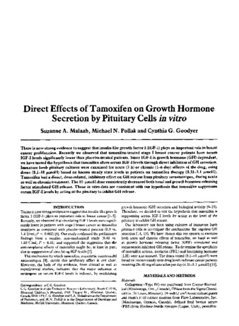 Direct effects of tamoxifen on growth hormone secretion by pituitary cells in vitro thumbnail