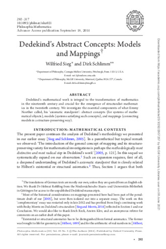 Dedekind’s Abstract Concepts: Models and Mappings thumbnail