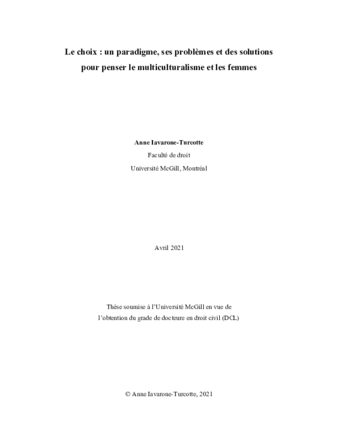 Le choix: un paradigme, ses problèmes et des solutions pour penser le multiculturalisme et les femmes thumbnail