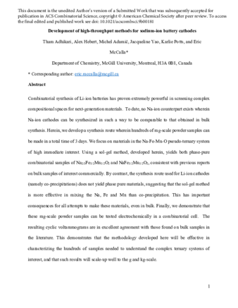 Development of High-Throughput Methods for Sodium-Ion Battery Cathodes thumbnail