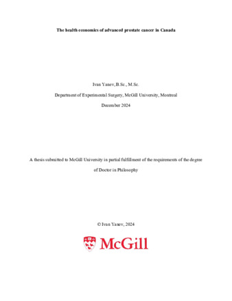 The heath economics of advanced prostate cancer in Canada thumbnail