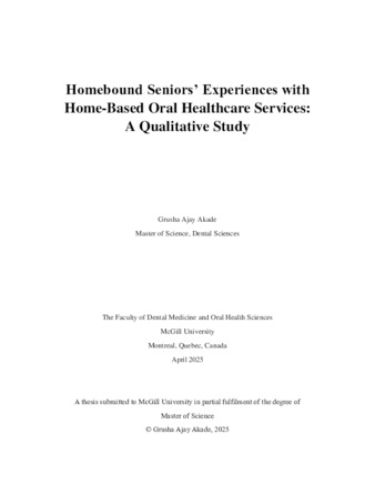 Homebound seniors’ experiences with home-based oral healthcare services: a qualitative study thumbnail
