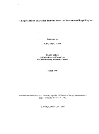 A legal analysis of aviation security under the international legal regime / thumbnail