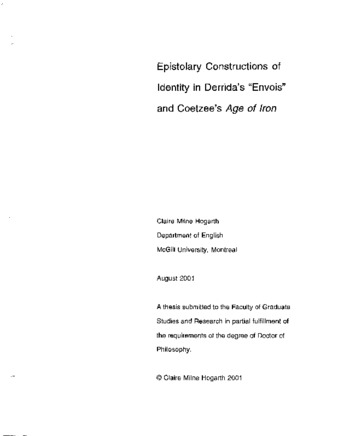 Epistolary constructions of identity in Derrida's "Envois" and Coetzee's Age of Iron thumbnail