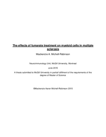 The effects of fumarate treatment on myeloid cells in multiple sclerosis thumbnail