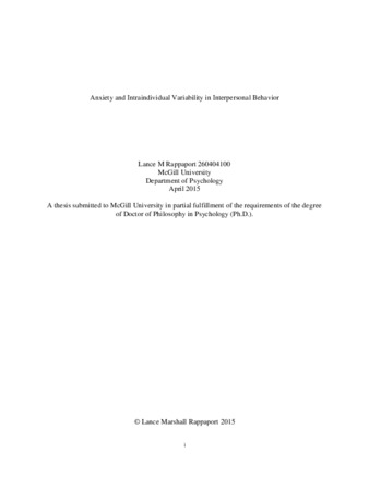 Anxiety and intraindividual variability in interpersonal behavior thumbnail