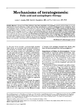 Mechanisms of teratogenesis: Folk acid and antiepileptic therapy thumbnail