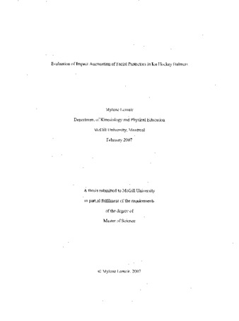 Evaluation of impact attenuation of facial protectors in ice hockey helmets thumbnail