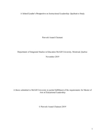 A School Leader's Perspective on Instructional Leadership: Qualitative Study thumbnail