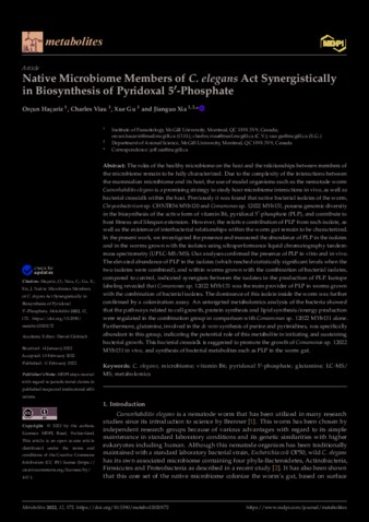 Native Microbiome Members of C. elegans Act Synergistically in Biosynthesis of Pyridoxal 5′-Phosphate thumbnail