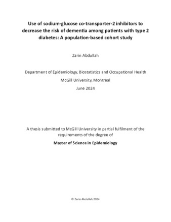 Use of sodium-glucose co-transporter-2 inhibitors to decrease the risk of dementia among patients with type 2  diabetes: A population-based cohort study thumbnail