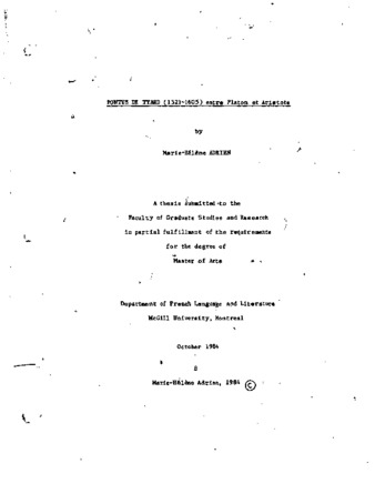 Pontus de Tyard, 1521-1605, entre Platon et Aristote thumbnail