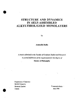 Structure and dynamics in self-assembled alkylthiolgold monolayers thumbnail