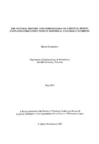 The natural history and epidemiology of cervical human papillomavirus infections in Montreal university students thumbnail